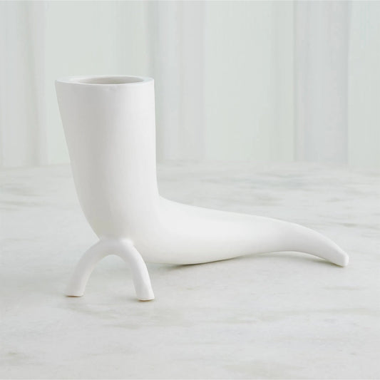 Cornucopia Vase by Global Views in matte white. Made from ceramic in a modern style.