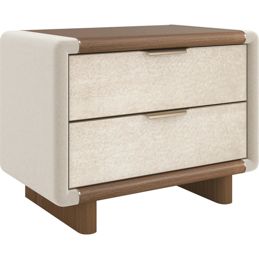 Botero Large Nightstand by Caracole in retro walnut. Made from unique in a transitional style.