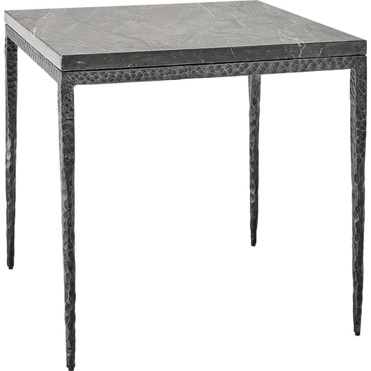 Forrester Side Table by Global Views in black and marble. Made from unique in a rustic style.