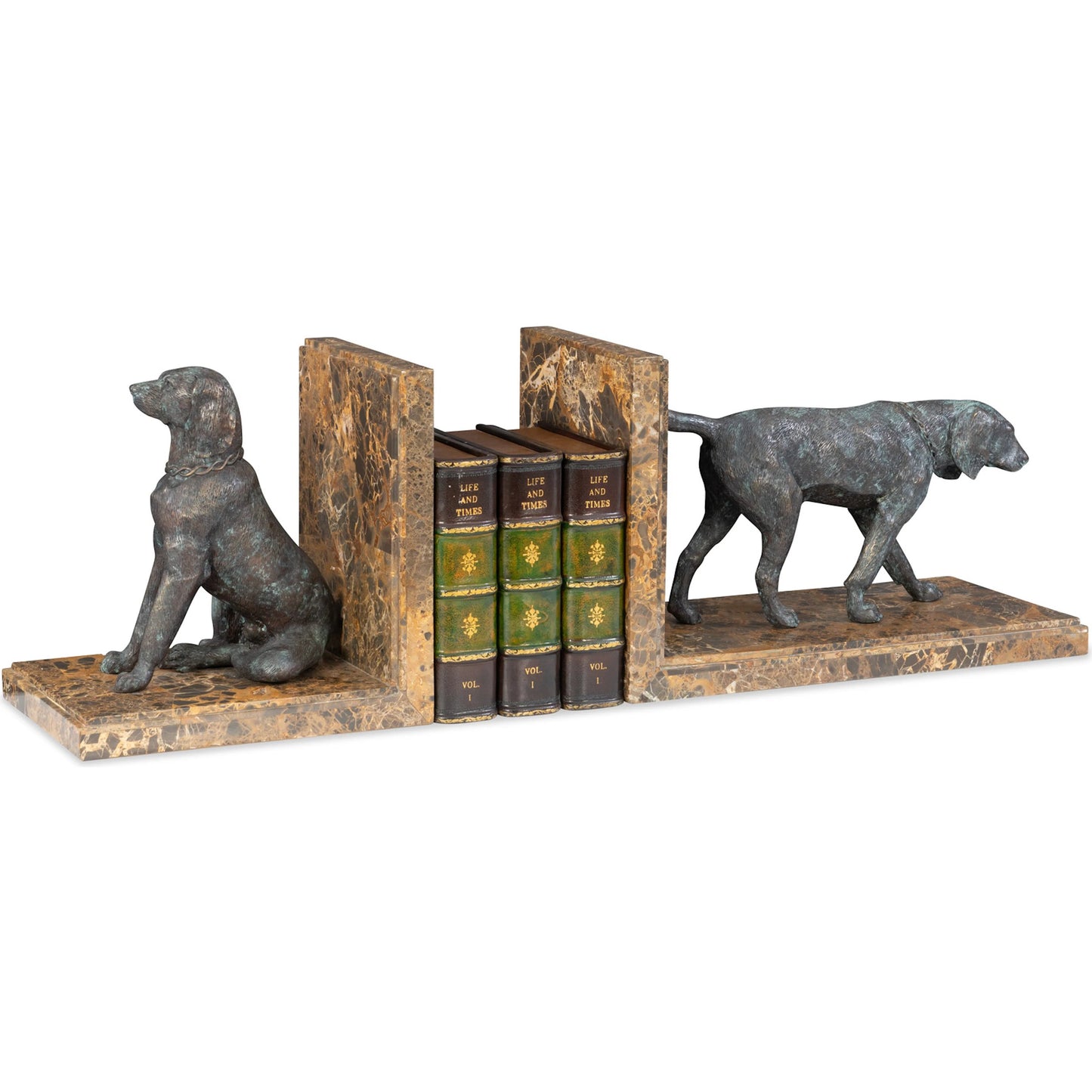 001 SI-2239016 | Primary Silo | Hunting Dog Bookends by Maitland-Smith in verdigris. Made from unique in a unique style.