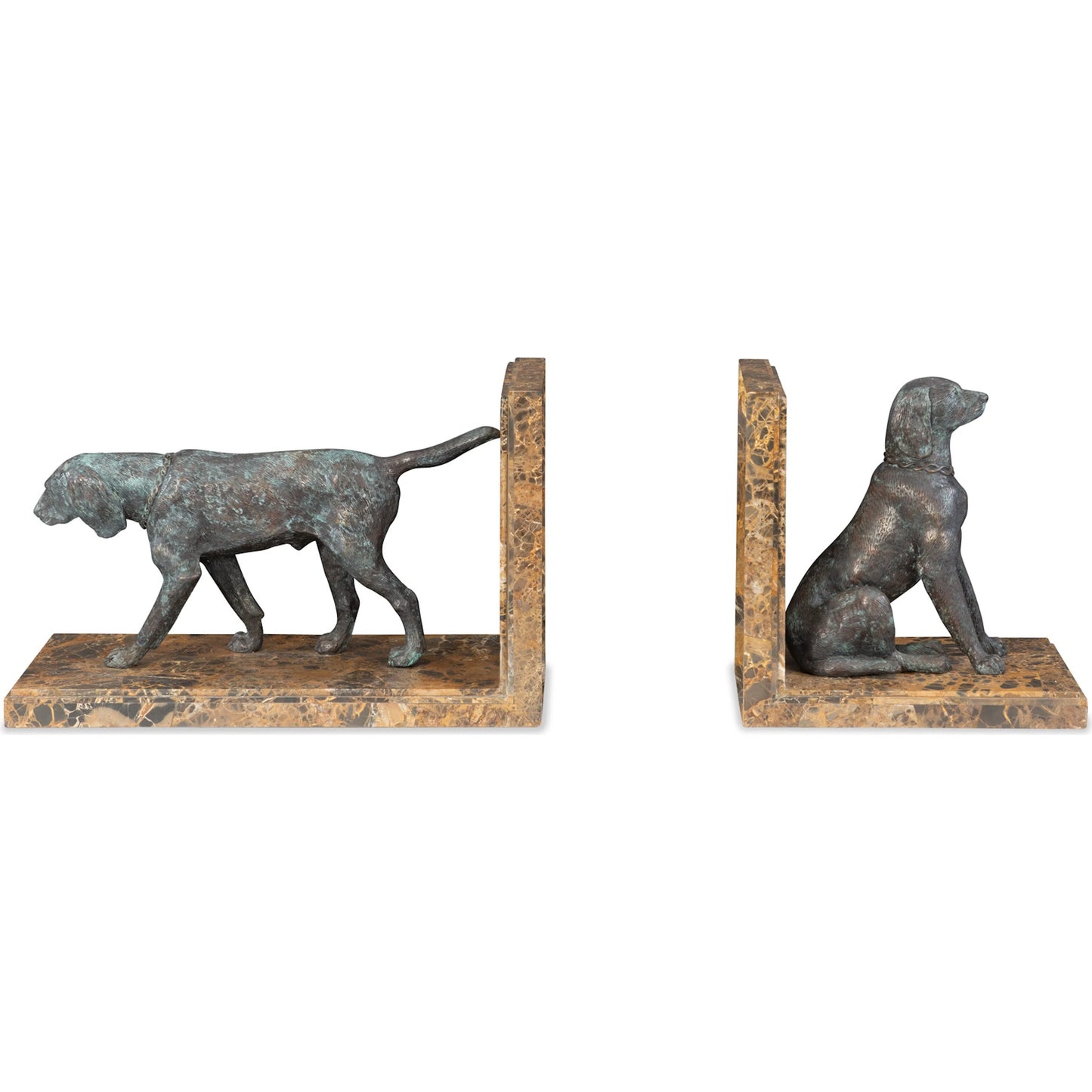 004 SI-2239016 | Additional Silo | Hunting Dog Bookends by Maitland-Smith in verdigris. Made from unique in a unique style.