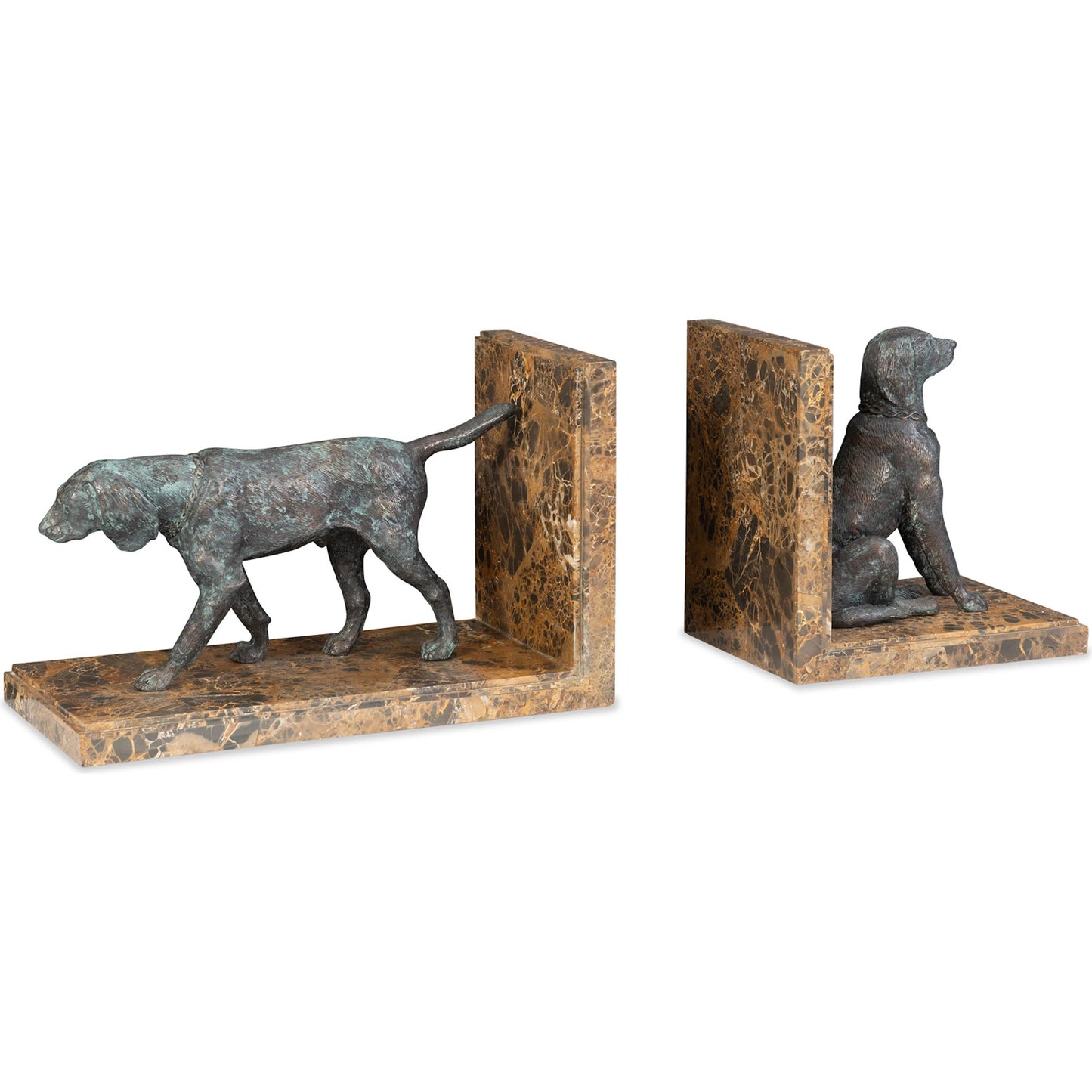 002 SI-2239016 | Additional Silo | Hunting Dog Bookends by Maitland-Smith in verdigris. Made from unique in a unique style.