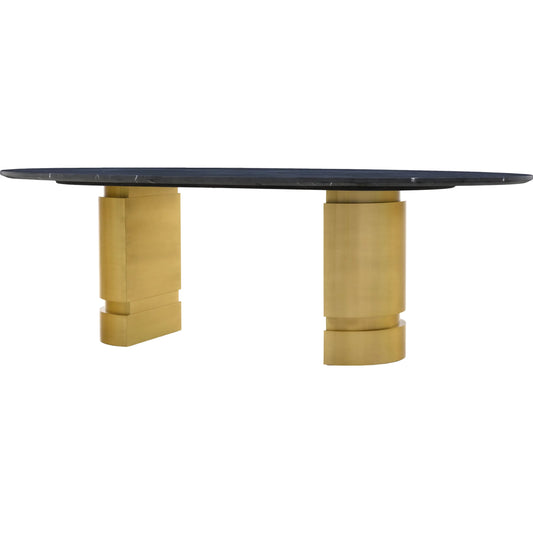 Gustav Dining Table by Maitland-Smith in honed black marble, brushed brass. Made from unique in a modern style.