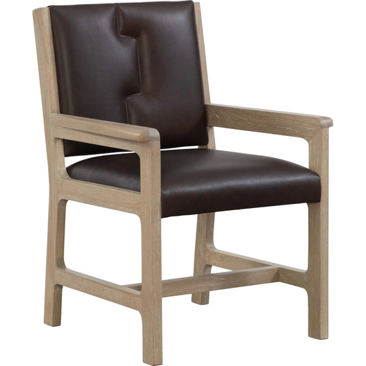 Louie Arm Chair by Maitland-Smith in chocolate brown and cerused white oak. Made from unique in a traditional style.