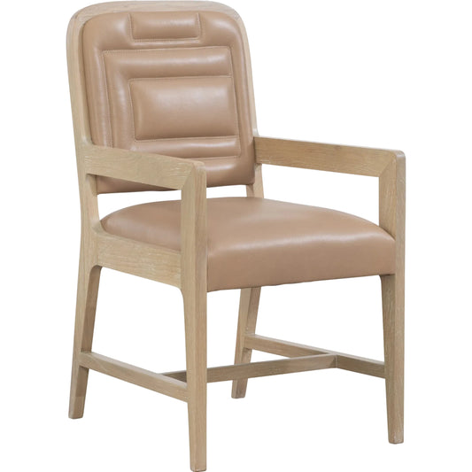 Josef Arm Chair by Maitland-Smith in tan and cerused white oak. Made from unique in a traditional style.