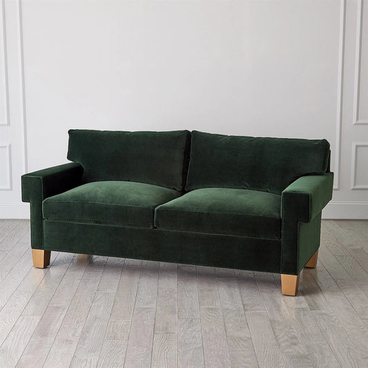 Square Arm Sofa by Global Views in green and walnut. Made from unique in a traditional style.