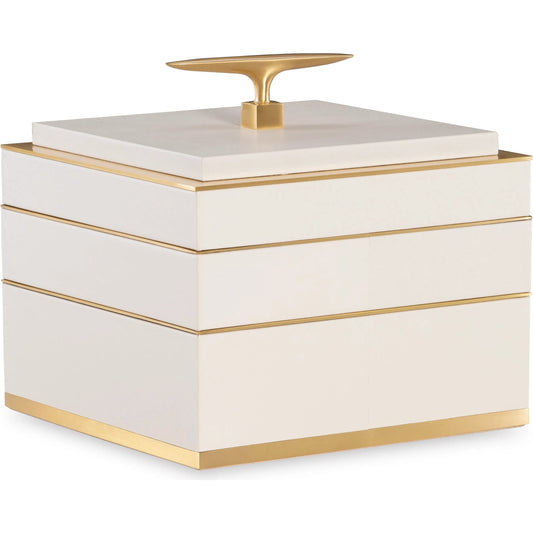 Cream Compartment Box by Maitland-Smith in cream leather. Made from unique in a modern style.