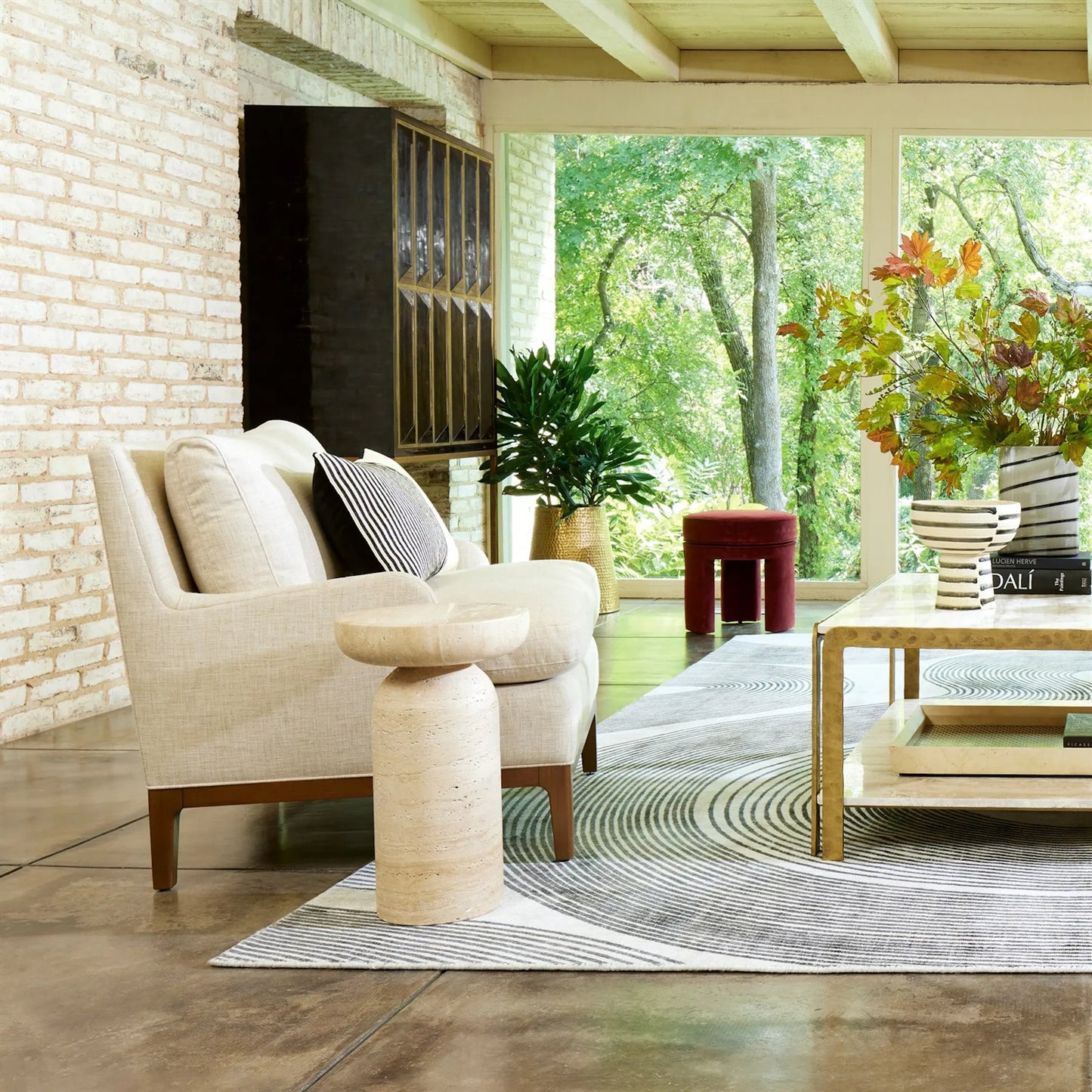 008 SI-2324070 | Unknown | Papu Beige Stool by Global Views in beige. Made from unique in a unique style.