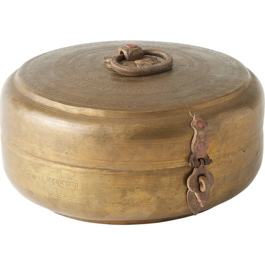Vintage Chipati Box by Global Views. Made from brass in a eclectic & global style.