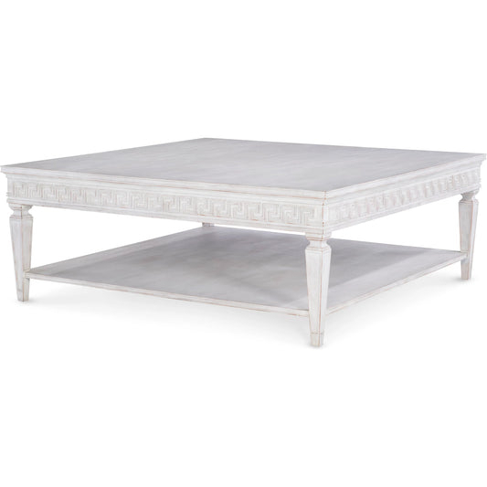 Natalie Cocktail Table by Maitland-Smith in antiqued white. Made from unique in a traditional style.