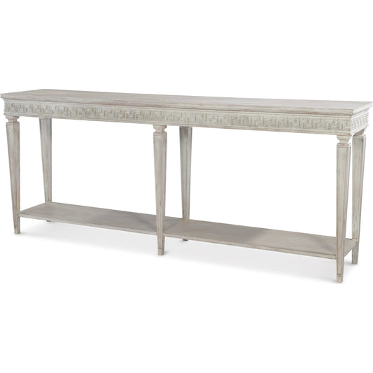 Natalie Console Table by Maitland-Smith in antiqued white. Made from unique in a traditional style.