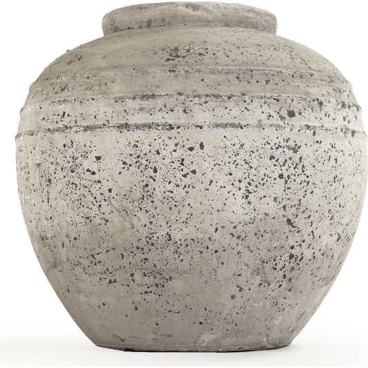 Round Stone Jar by Zentique in taupe and terracotta. Made from terracotta in a modern style.