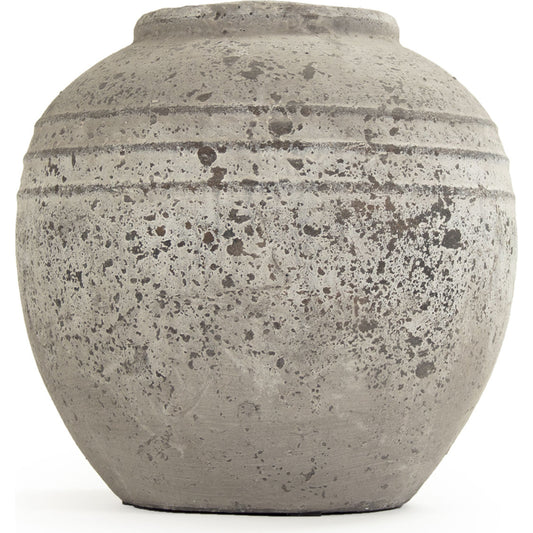 Round Stone Jar by Zentique in taupe and terracotta. Made from terracotta in a modern style.
