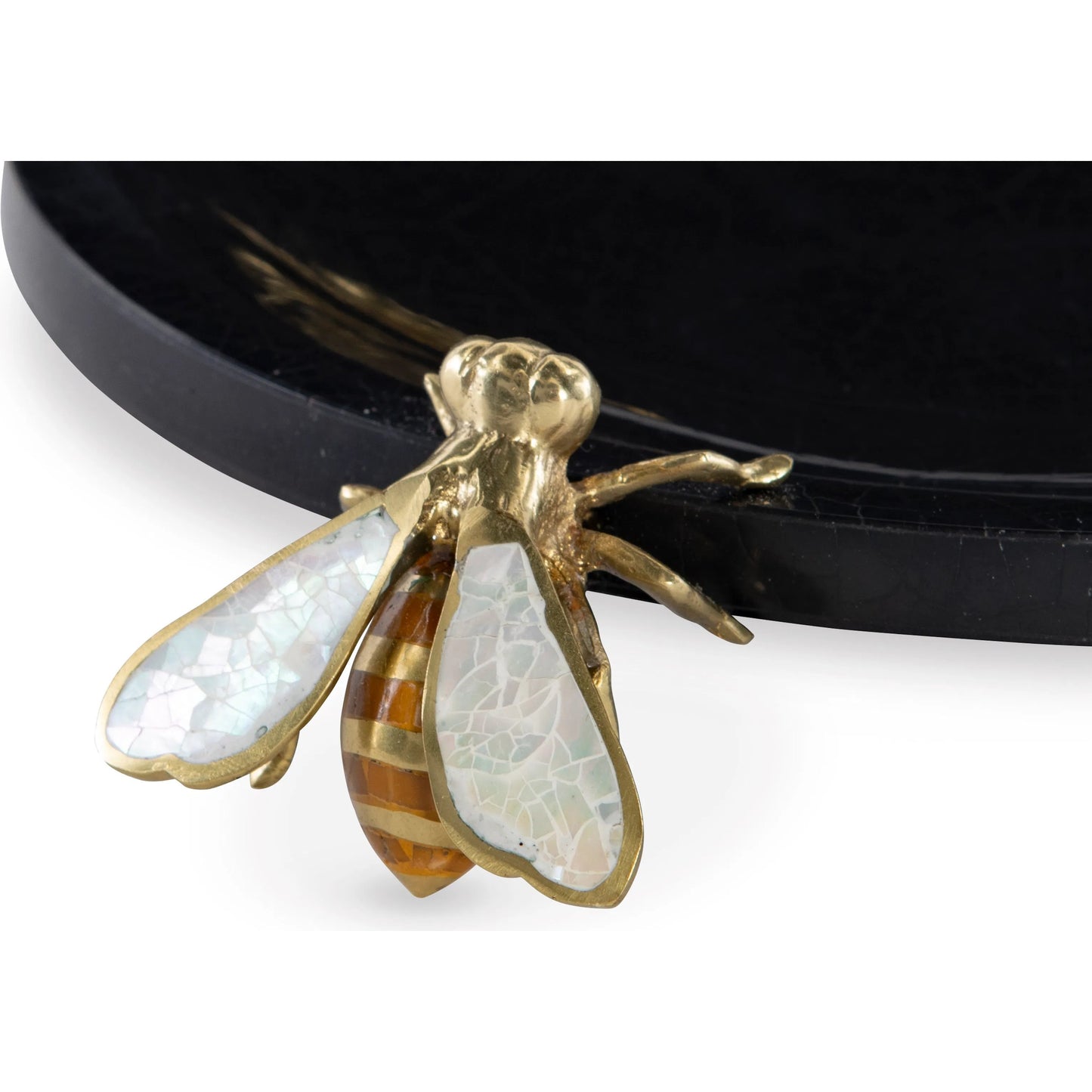 003 SI-2293535 | Closeup | Brass Bumblebee Dish by Maitland-Smith in black penshell, mother of pearl, brass. Made from unique in a eclectic & global style.