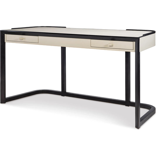 Jude Desk by Maitland-Smith in light grey leather, black leather. Made from unique in a modern style.
