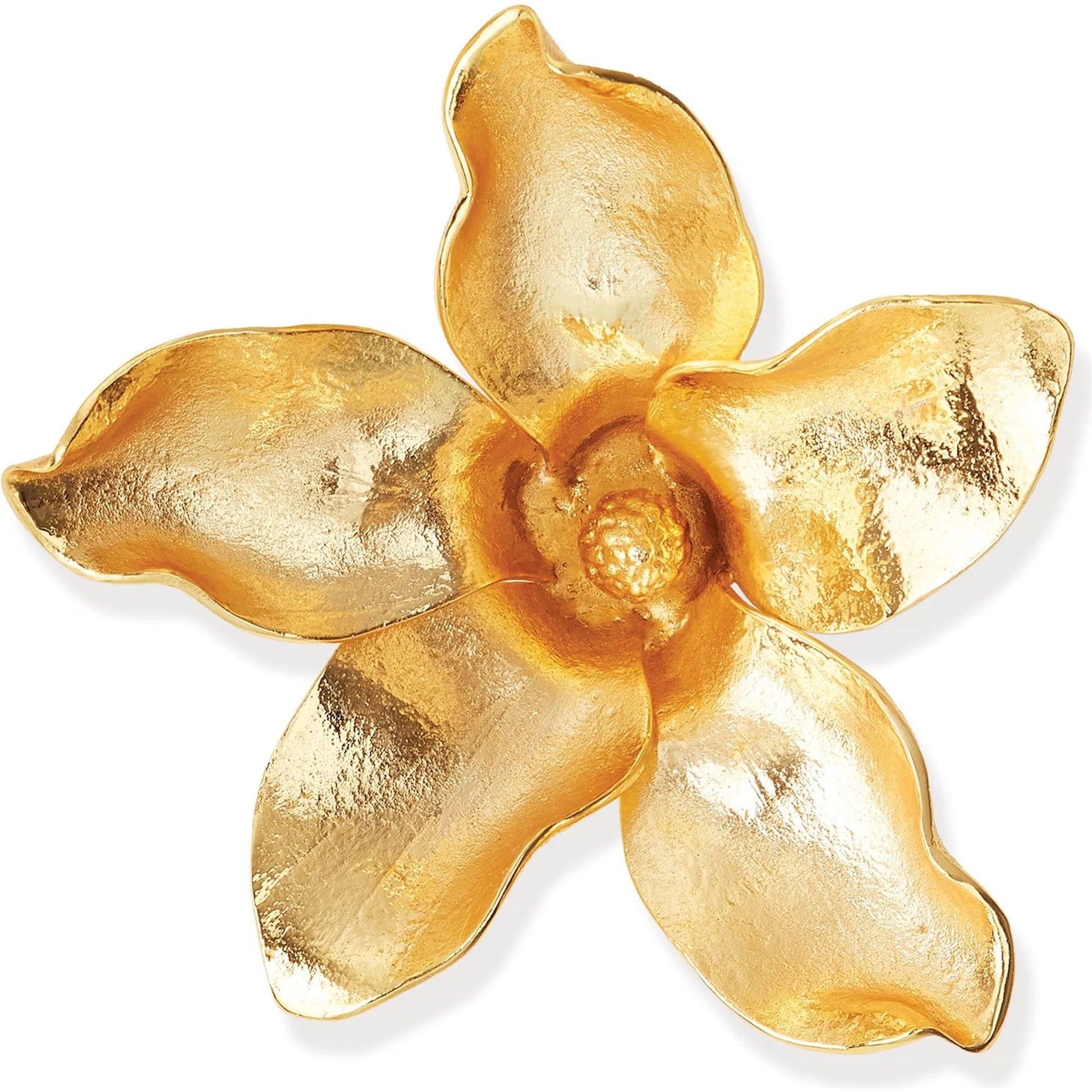 Magnolia Flower Wall Decor by Global Views in antique brass, gold. Made from brass in a modern style.