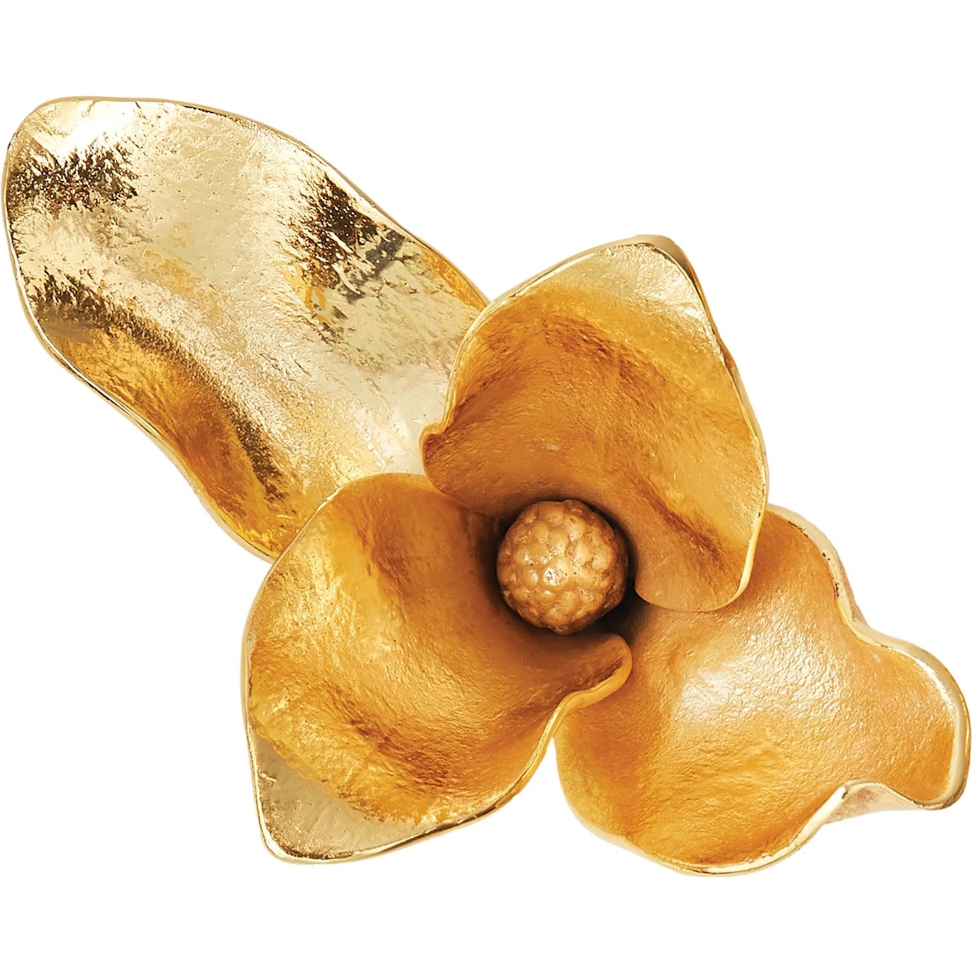 Magnolia Flower Wall Decor by Global Views in antique brass, gold. Made from brass in a modern style.