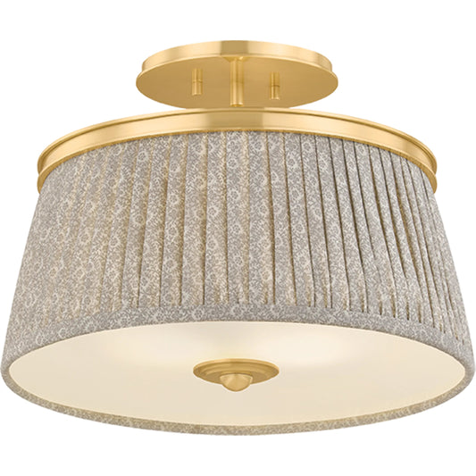 006 SI-2544281 | Primary Silo | Valeria Semi Flush by Hudson Valley in aged brass. Made from linen in a unique style.