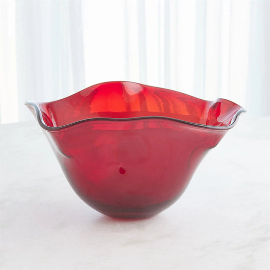 Organic Bowl by Global Views in deep red. Made from unique in a eclectic & global style.