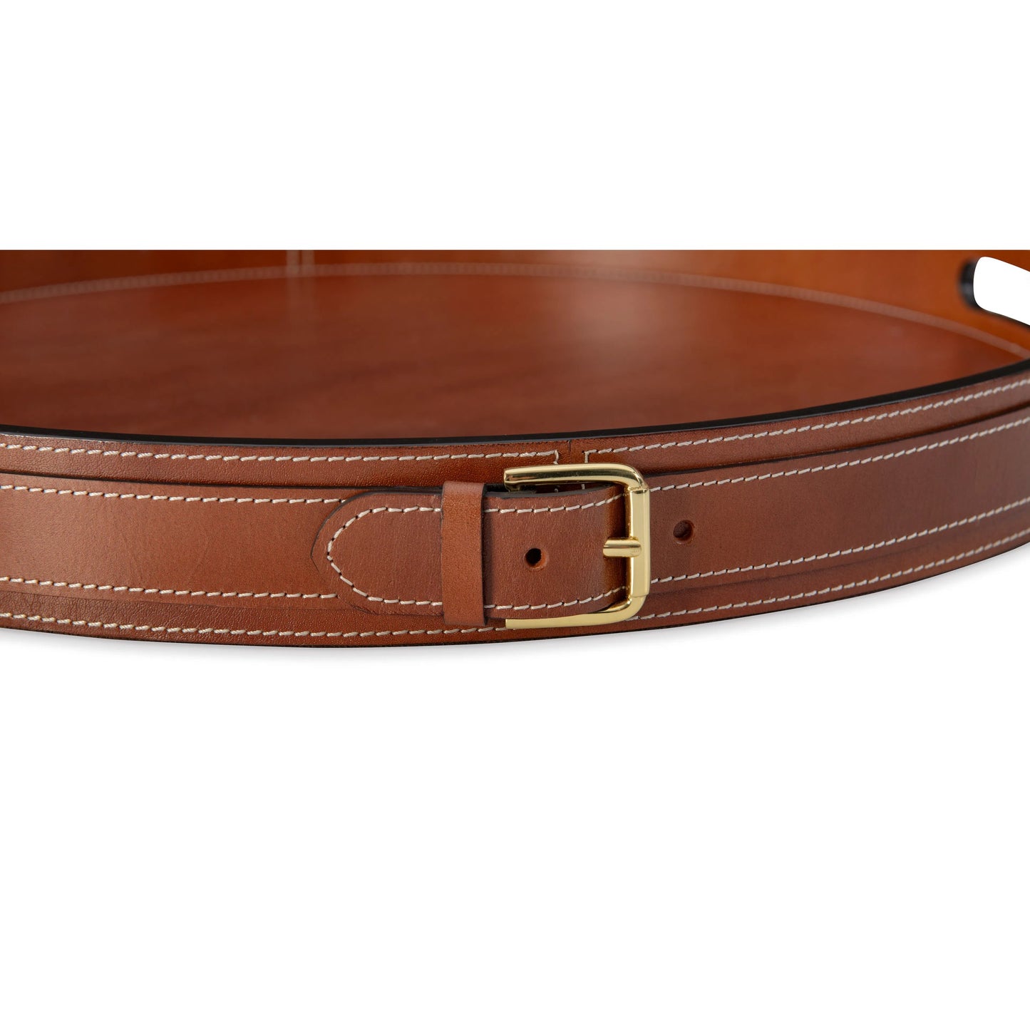 003 SI-2441049 | Additional Silo | Leather Buckle Tray by Maitland-Smith in cognac. Made from unique in a unique style.