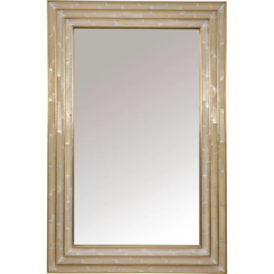 Selene Mirror by Maitland-Smith in selenite, brass. Made from unique in a transitional style.