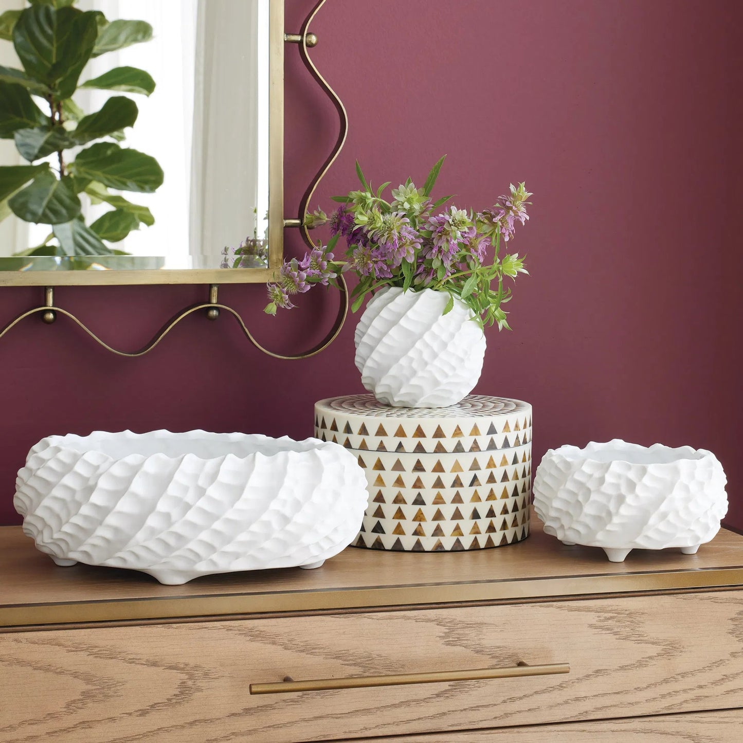 012 SR-702230 | Additional Silo | Triangle Round Stripe Box by Global Views. Made from mdf in a eclectic & global style.