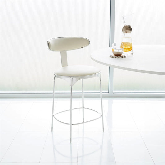 Panoplia Counter Stool by Global Views in ash, ivory and polished stainless steel. Made from unique in a modern style.