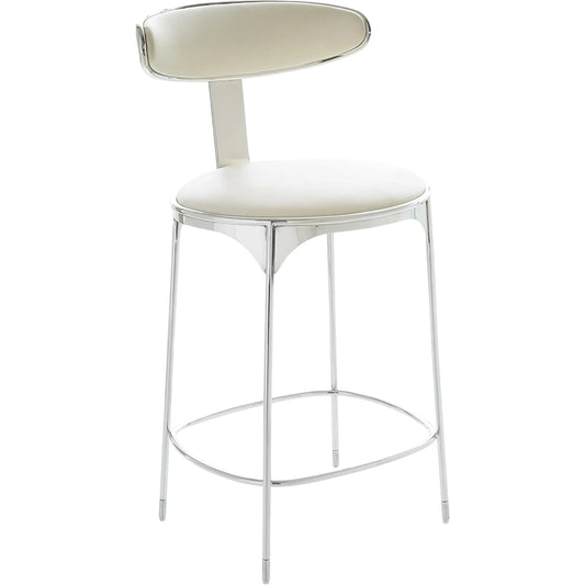 Panoplia Counter Stool by Global Views in ash, ivory and polished stainless steel. Made from unique in a modern style.