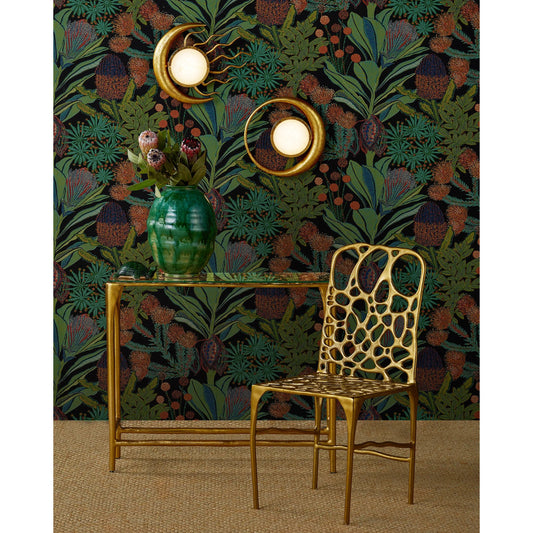 Muluk Wall Sconce by Currey and Company in gold leaf, white. Made from metal, marble in a modern style.