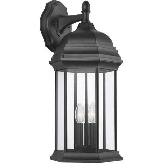 Sevier Extra Large Three-Light Downlight Outdoor Wall Lantern by Visual Comfort & Co. in clear glass. Made from die cast aluminum, glass in a cottage & farmhouse style.
