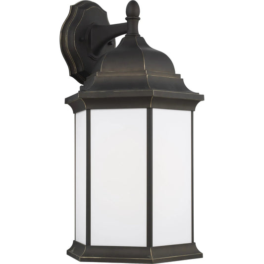 Sevier Extra Large One-Light Downlight Outdoor Wall Lantern by Visual Comfort & Co. in satin etched. Made from die cast aluminum, glass in a cottage & farmhouse style.