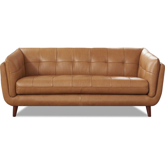 Solana Sofa by Hydeline in cinnamon brown. Made from leather in a traditional style.