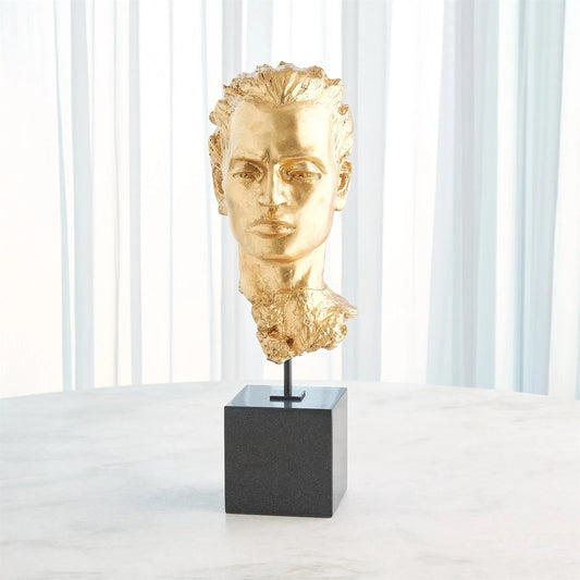 Gilded Portrait Sculpture by Global Views in gold and marble. Made from unique in a modern style.
