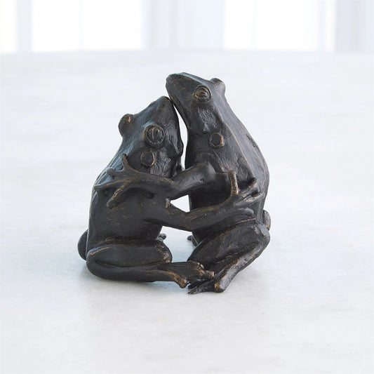 Hugging Frog Sculpture by Global Views in bronze. Made from unique in a modern style.