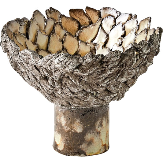 Petaled Pedestal Compote by Global Views in natural. Made from unique in a rustic style.