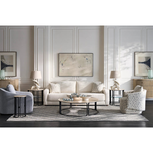 Hollis Grande Sofa by Fairfield Chair in cream and white. Made from beech solids in a unique style.
