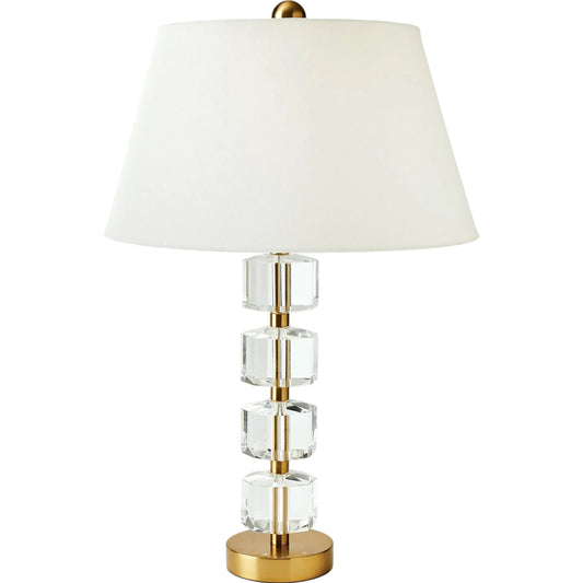 001 SI-2324457 | Primary Silo | Stacked Faceted Crystal Lamp by Global Views in brass. Made from unique in a transitional style.
