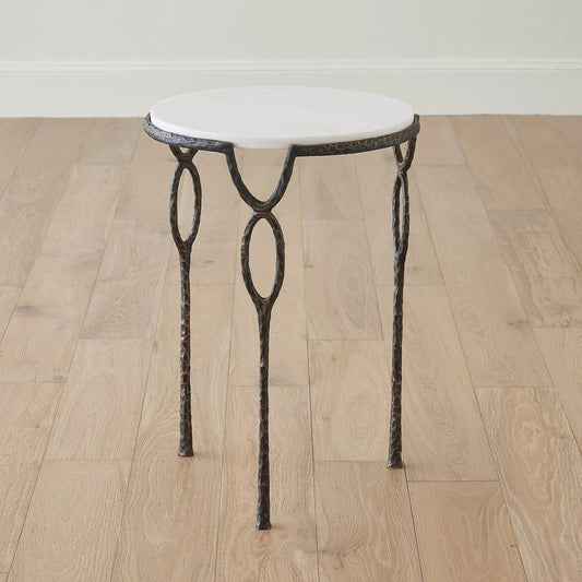 Chiseled Loop Table by Global Views. Made from cast iron, white marble in a modern style.