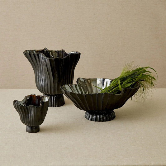 Folha Footed Vase by Global Views. Made from earthenware in a modern style.