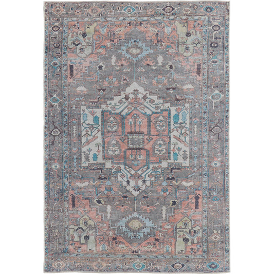 Percy Transitional Rug - 39AJF by Feizy in taupe, red, brown. Made from polyester in a unique style.