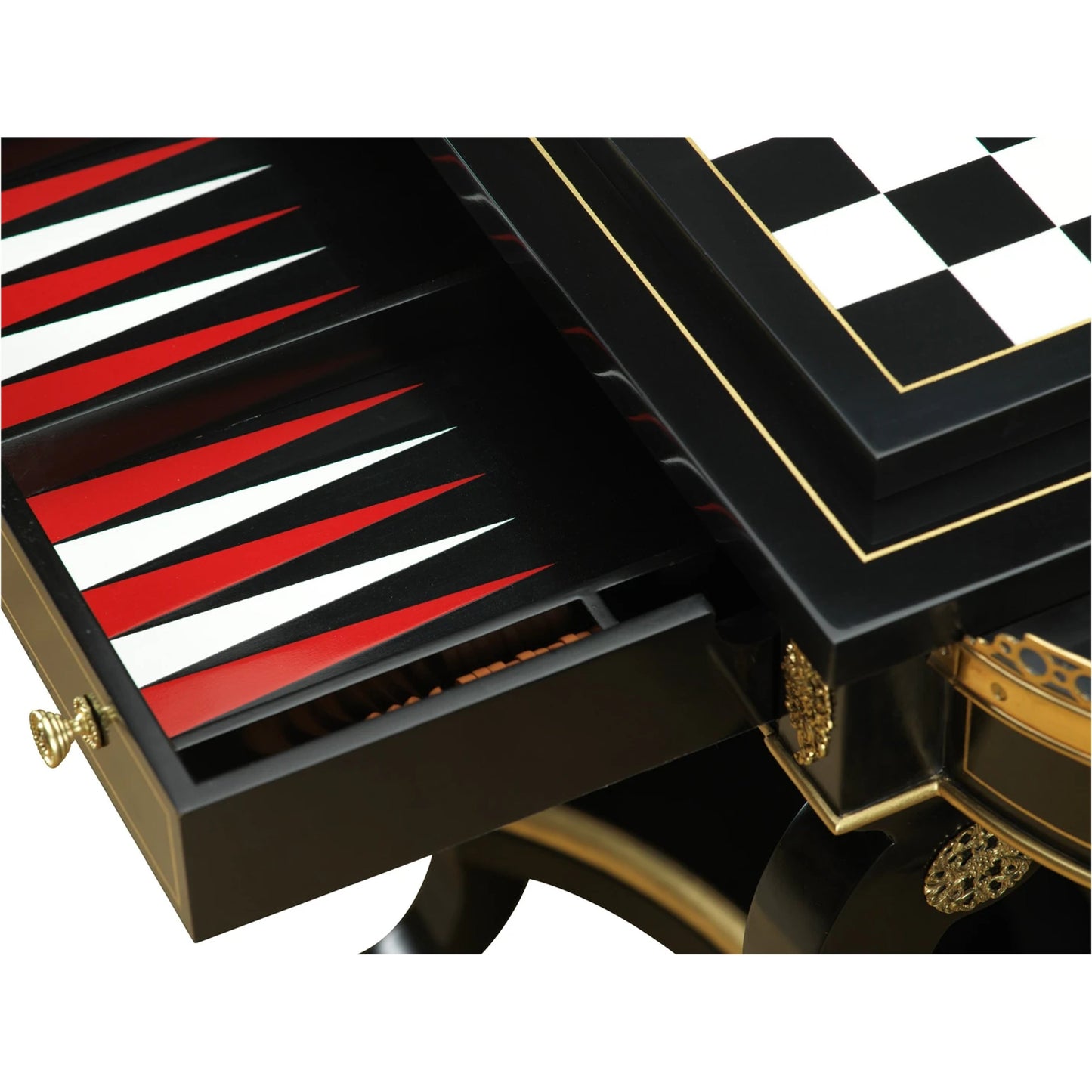 004 SI-2016100 | Closeup | Eclipse Game Table by Maitland-Smith. Made from unique in a traditional style.