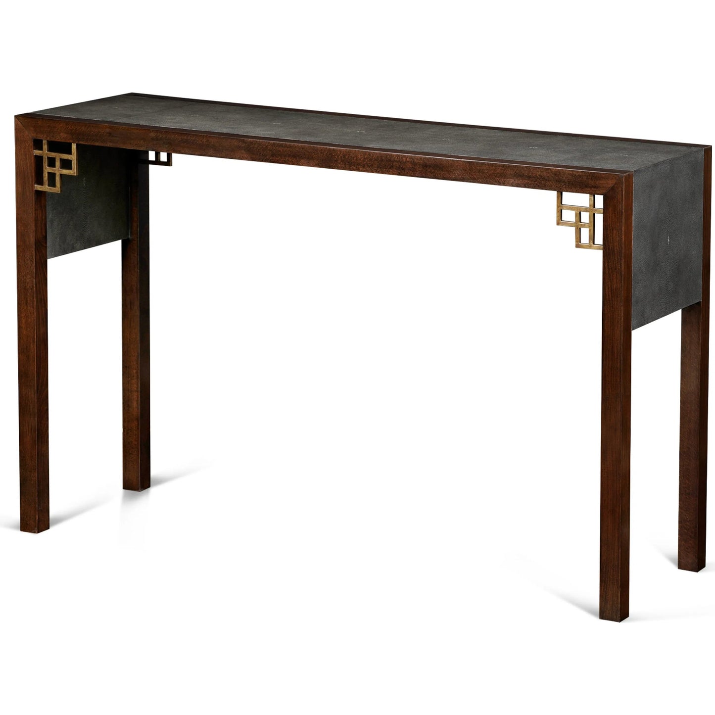 001 SI-2239057 | Additional Silo | Lin Console Table by Maitland-Smith in slate grey faux shagreen. Made from unique in a unique style.