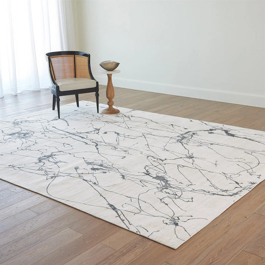 Pure Chaos Rug by Global Views in ivory and black. Made from unique in a unique style.