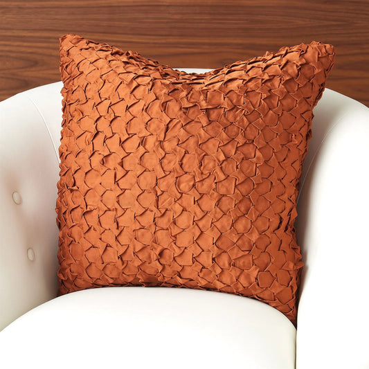 Diamond Rust Ruche Pillow by Global Views in rust. Made from unique in a eclectic & global style.