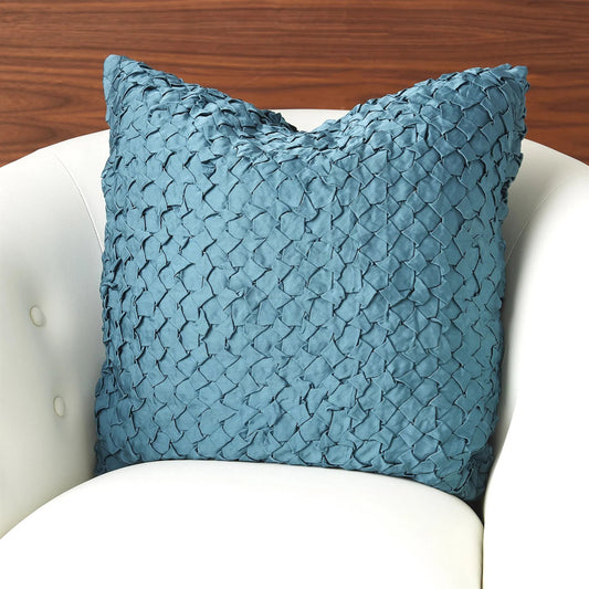 Diamond Blue Ruche Pillow by Global Views in blue. Made from unique in a eclectic & global style.