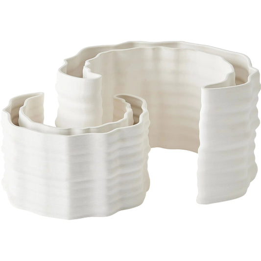 001 SI-2323360,SI-2323361 | Primary Silo | Crescent Printed Vase by Global Views in matte white. Made from unique in a modern style.