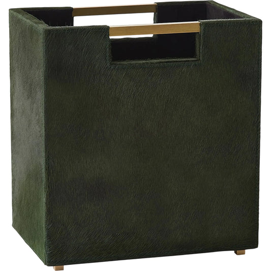 005 SI-2324184 | Primary Silo | Posh Wastebasket by Global Views in antique brass. Made from mdf, cloth polysuede, brass in a eclectic & global style.