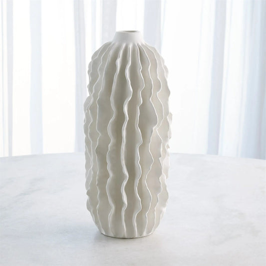Sea Ribbons Vase by Global Views in matte white. Made from unique in a coastal style.
