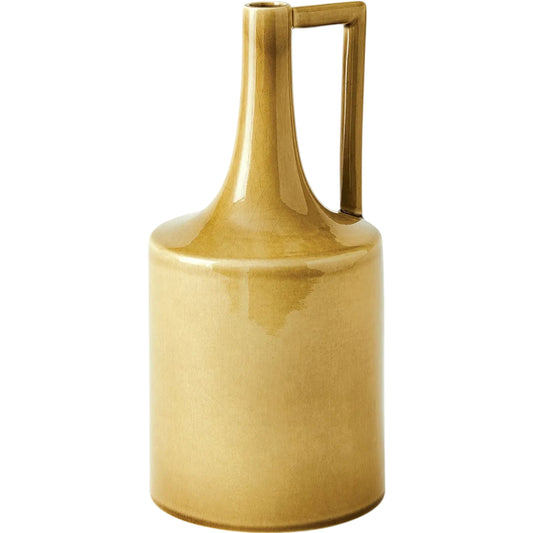 Garden Bottle by Global Views in ochre. Made from earthenware in a modern style.