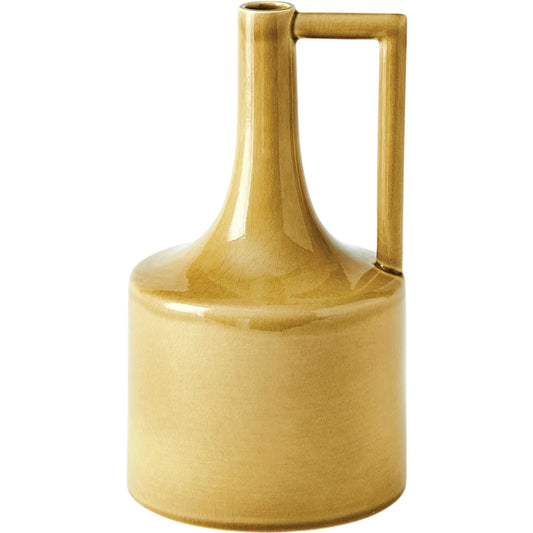 Garden Bottle by Global Views in ochre. Made from earthenware in a modern style.